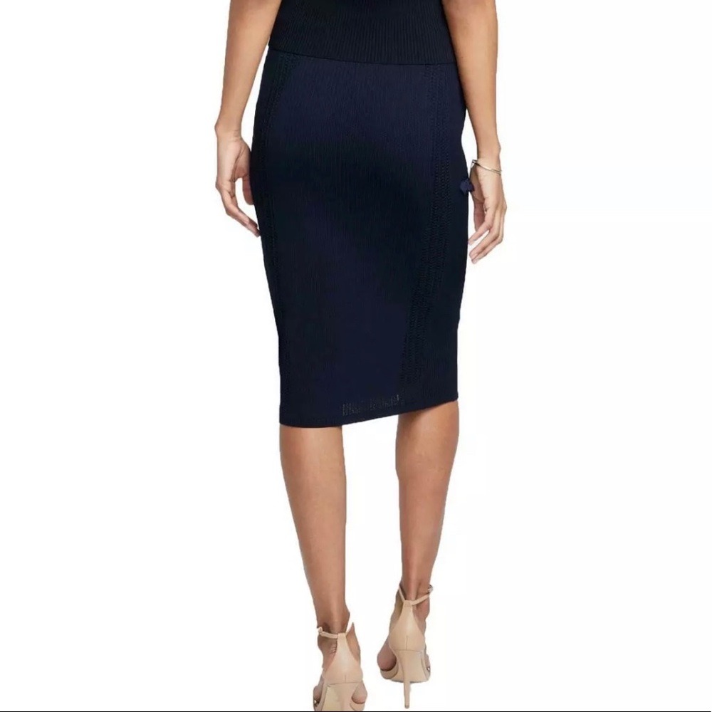 🔥RACHEL RACHEL ROY🔥Mixed-Stitch Pencil Skirt Navy Large NWT - Picture 2 of 5